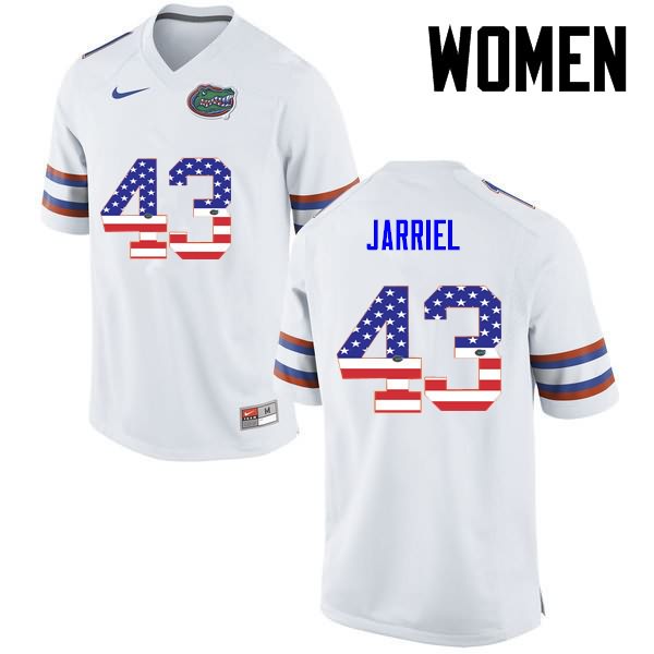 Women's NCAA Florida Gators Glenn Jarriel #43 Stitched Authentic USA Flag Fashion Nike White College Football Jersey UNN2565TN